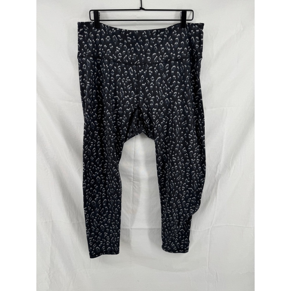 Old Navy Active Elevate Go-Dry Leopard Leggings XXL Black Grey Animal Print
